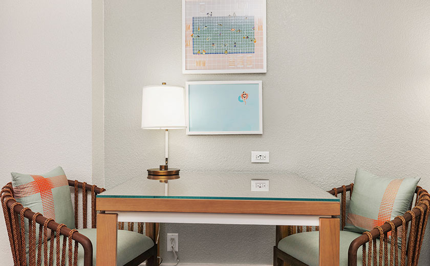 A table in a guest room