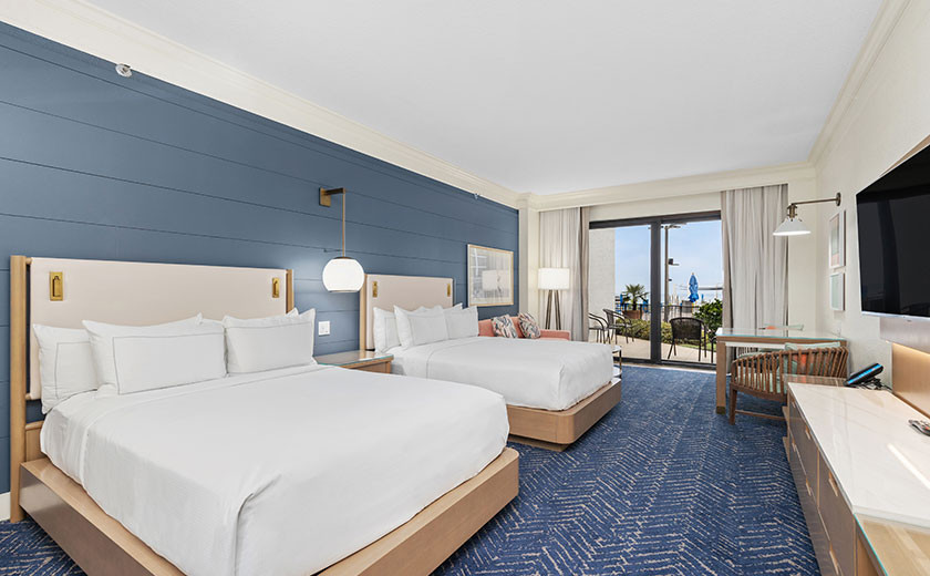 Two queen beds in a beachfront room