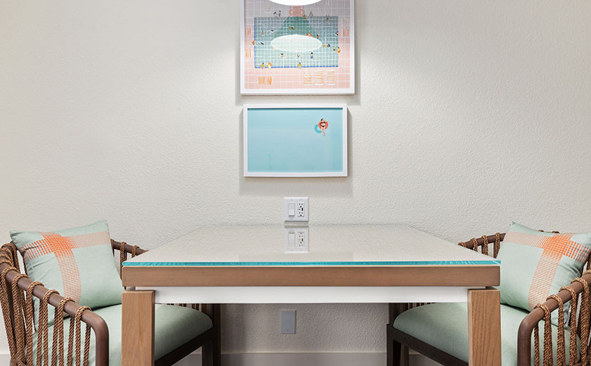 Dining table in a hotel room