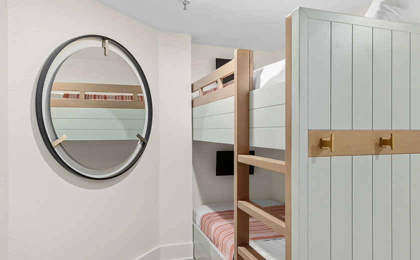 Double bunkbeds in a suite at one of Hilton's Destin hotels