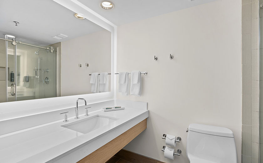 Bathroom vanity in a room at one of Hilton's Destin hotels