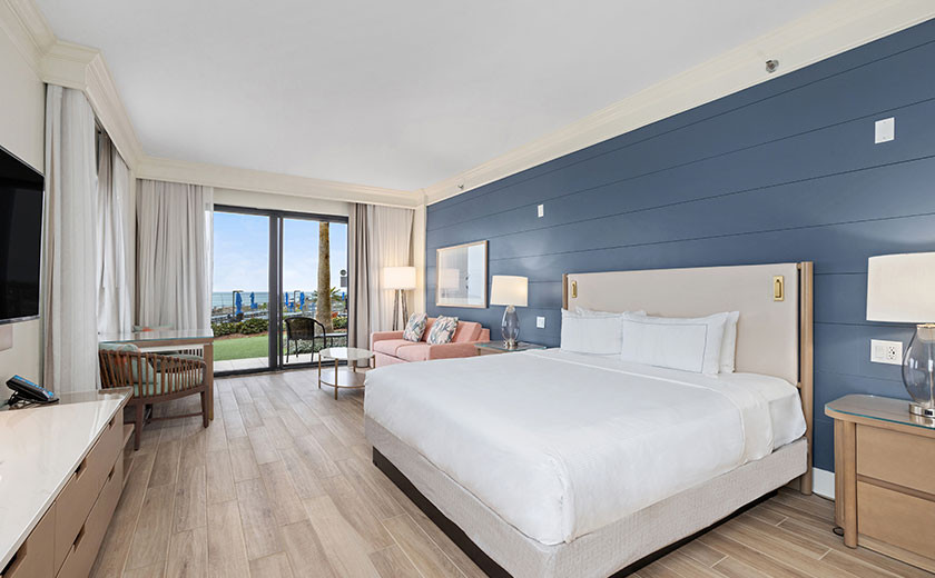 Guest room with a walk out deck at one of Hilton's Destin, Florida hotels