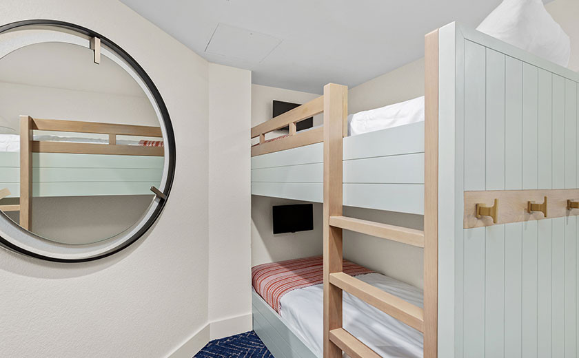 Alcove bunkbeds at one of Hilton's beachfront resorts in Destin