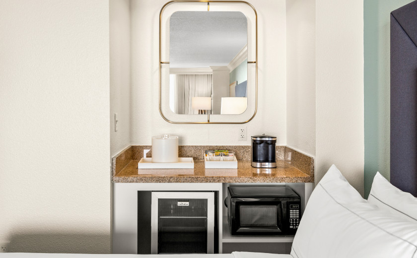 wet bar in a hotel room