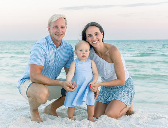 family on a Destin Beach at sunset