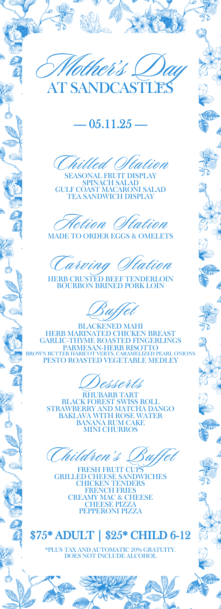 Easter Brunch Menu 2025